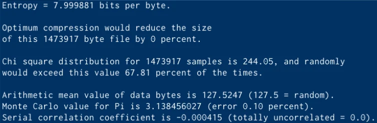 ENT results on random numbers from TKey TRNG